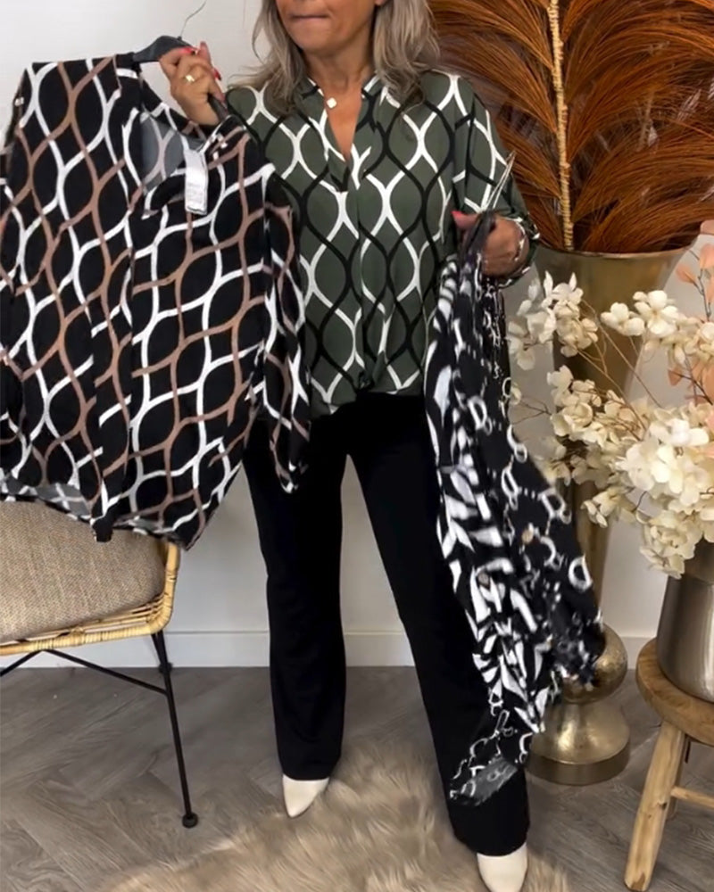 Mariska | Casual Blouse met Lange Mouwen en Elegant Patroon