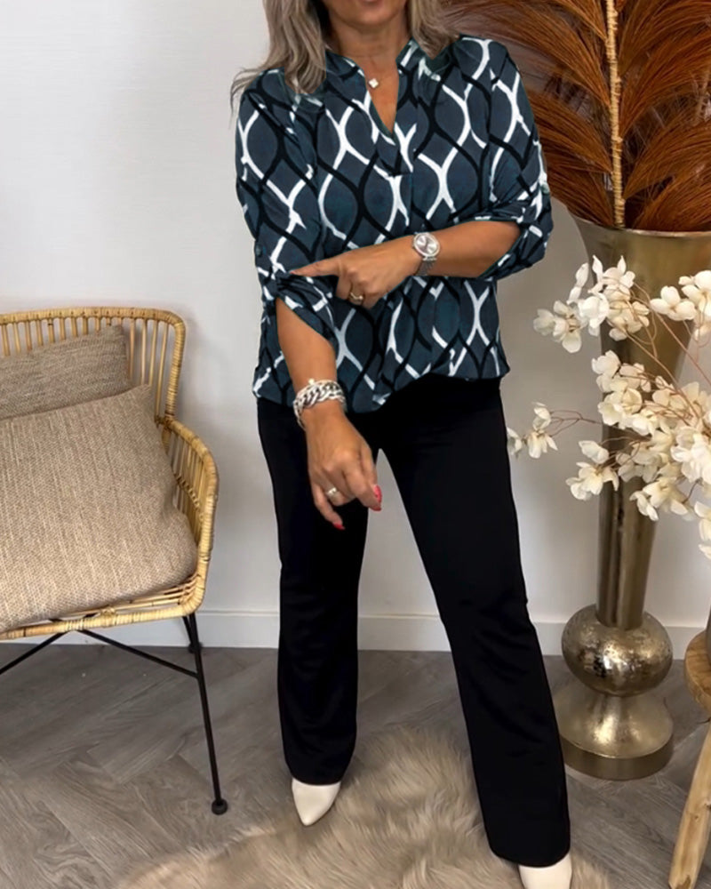 Mariska | Casual Blouse met Lange Mouwen en Elegant Patroon