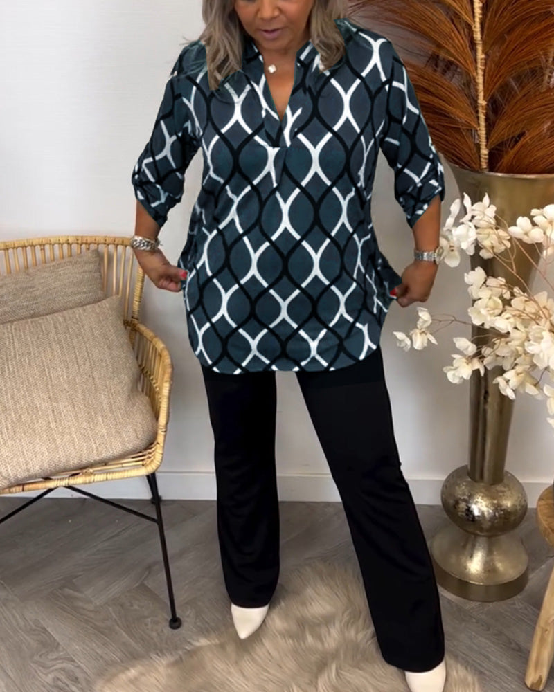 Mariska | Casual Blouse met Lange Mouwen en Elegant Patroon