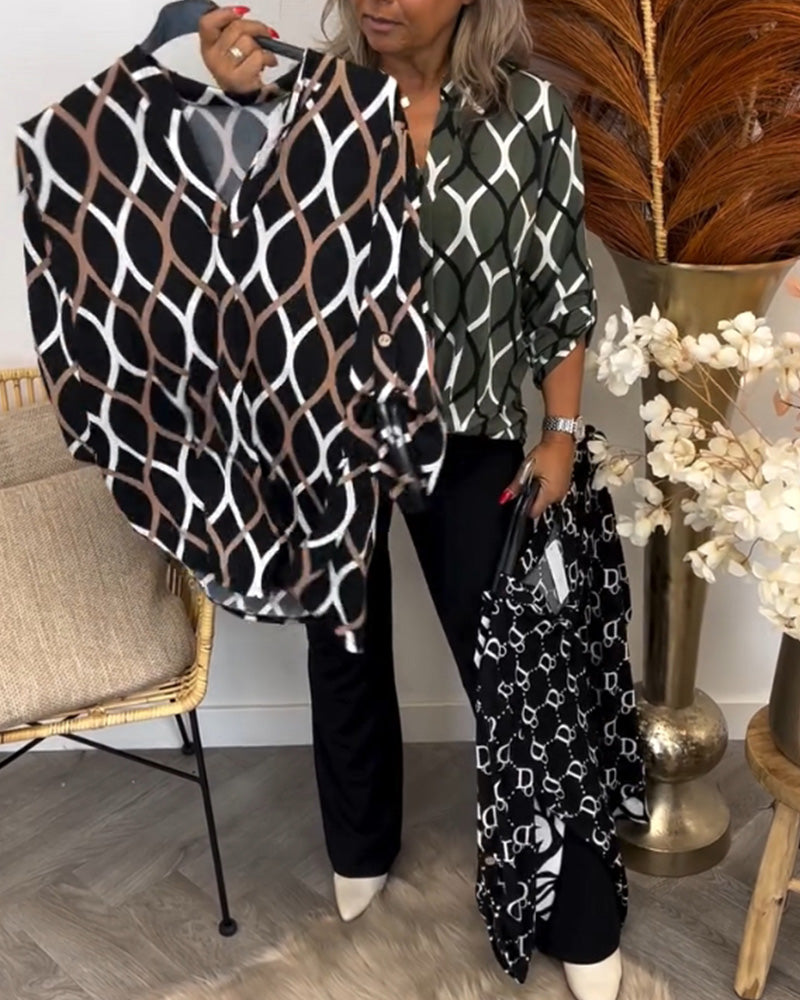Mariska | Casual Blouse met Lange Mouwen en Elegant Patroon