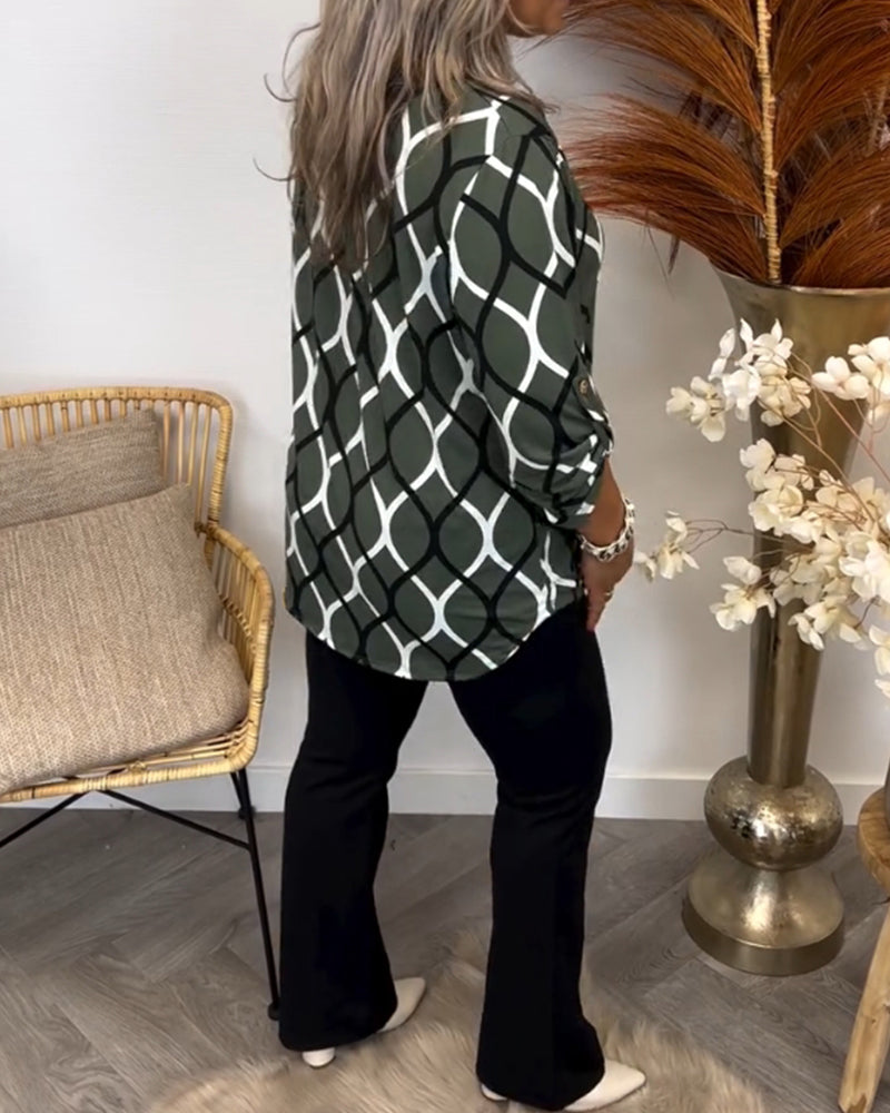 Mariska | Casual Blouse met Lange Mouwen en Elegant Patroon