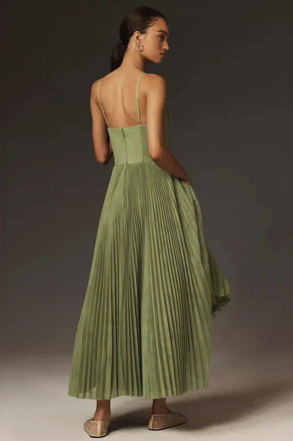 ISABELLA | ELEGANTE PLISSE MIDI JURK