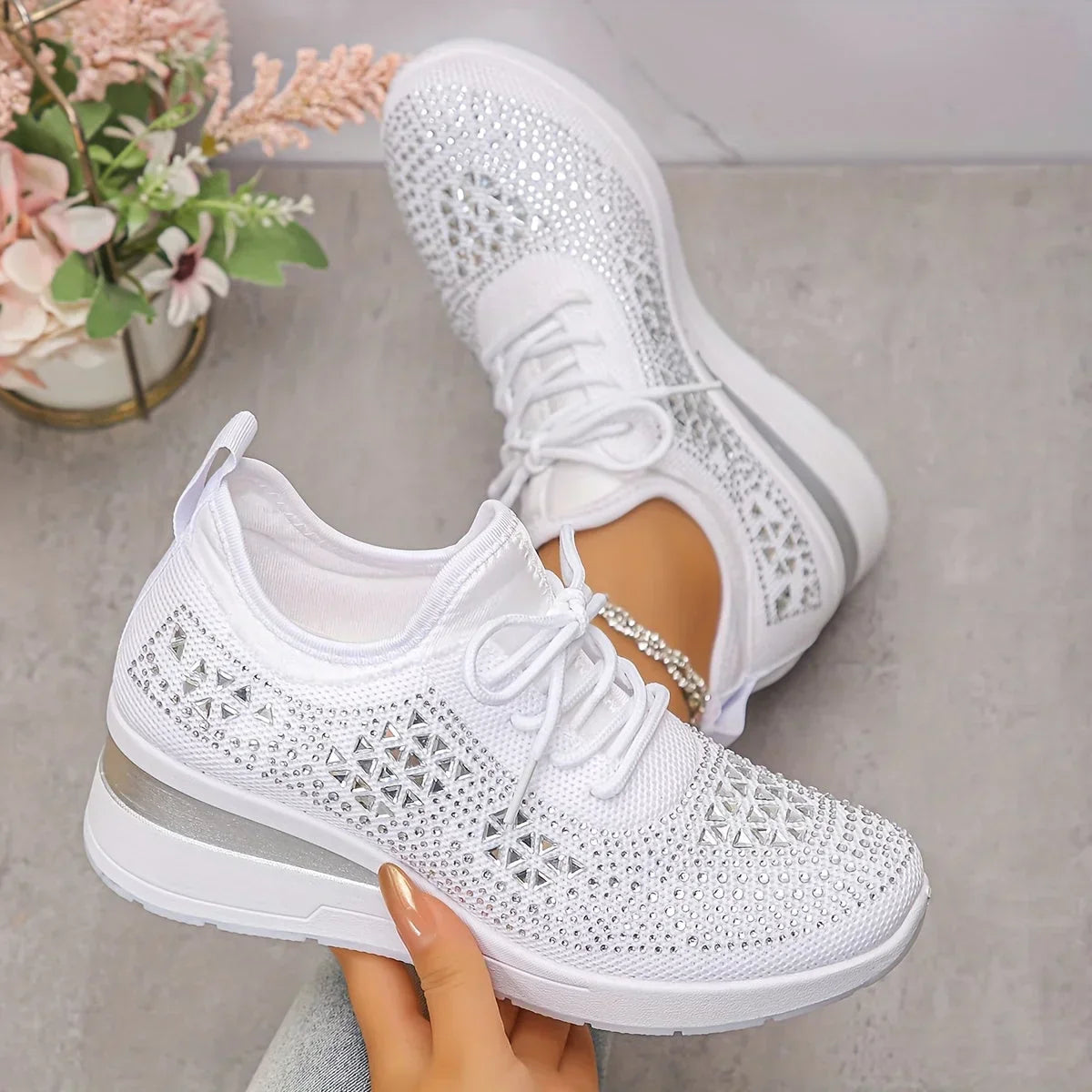 Margriet | Orthopedische sneakers met sprankelende strass