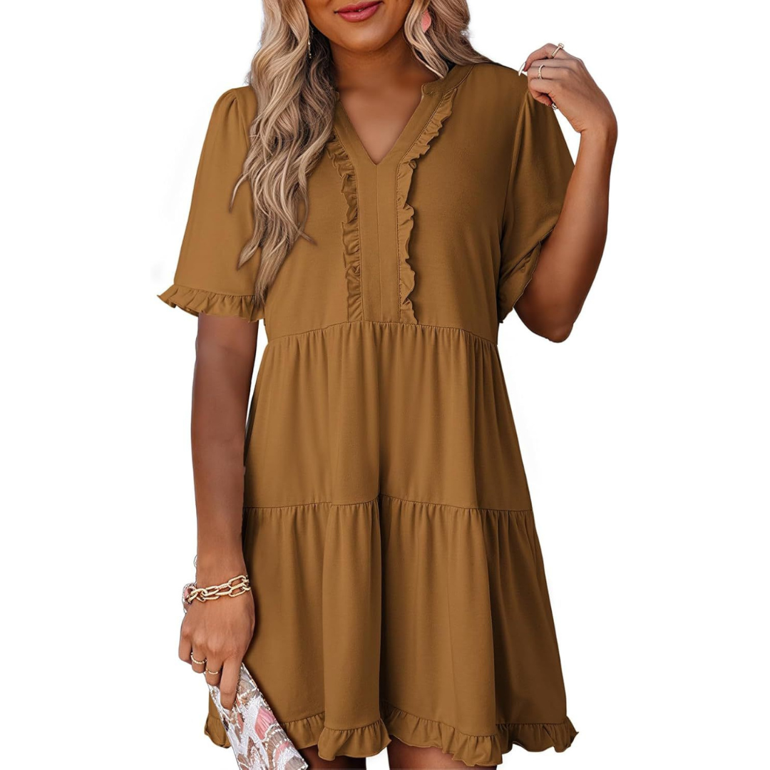 Hilda | Casual V-Hals Mini Jurk