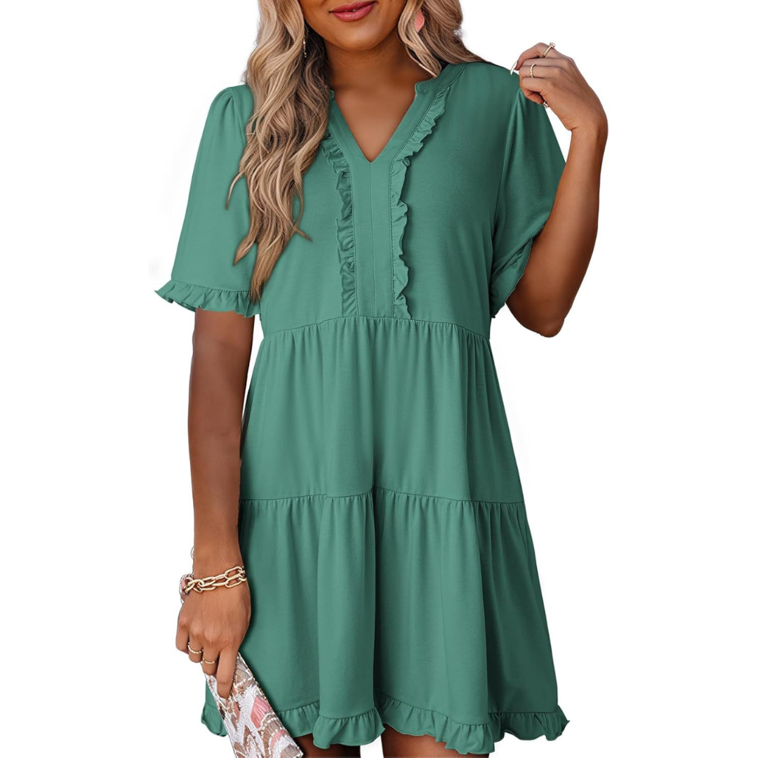 Hilda | Casual V-Hals Mini Jurk