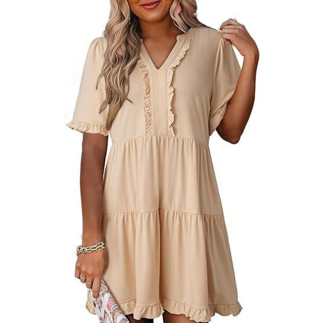Hilda | Casual V-Hals Mini Jurk