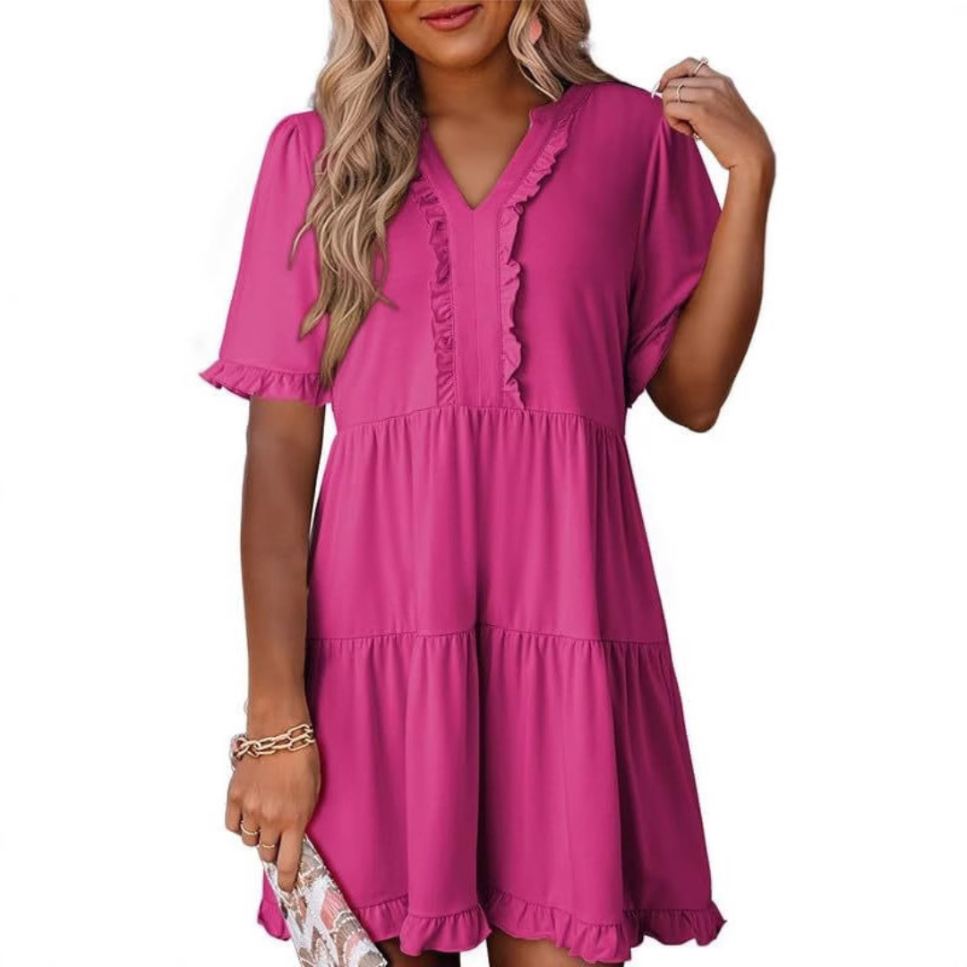 Hilda | Casual V-Hals Mini Jurk