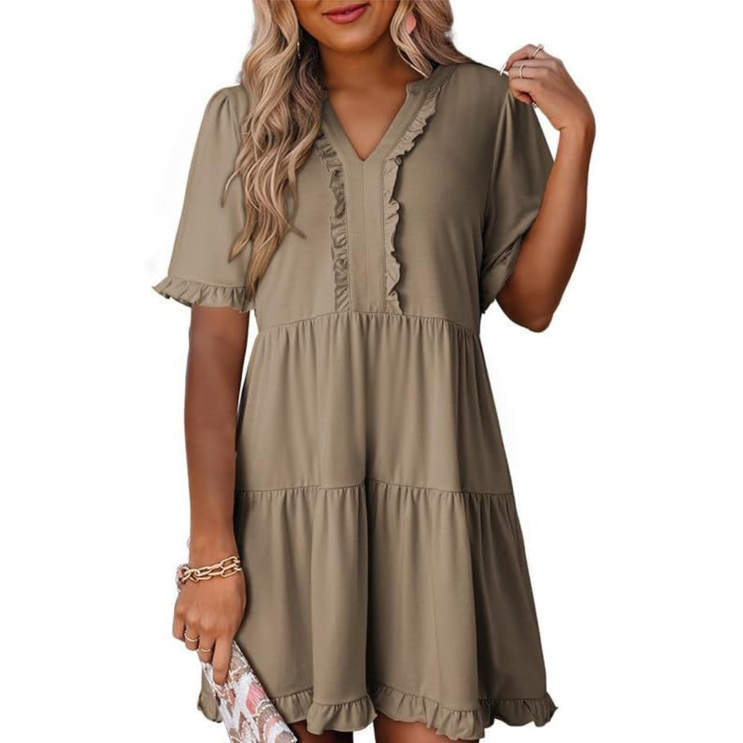 Hilda | Casual V-Hals Mini Jurk