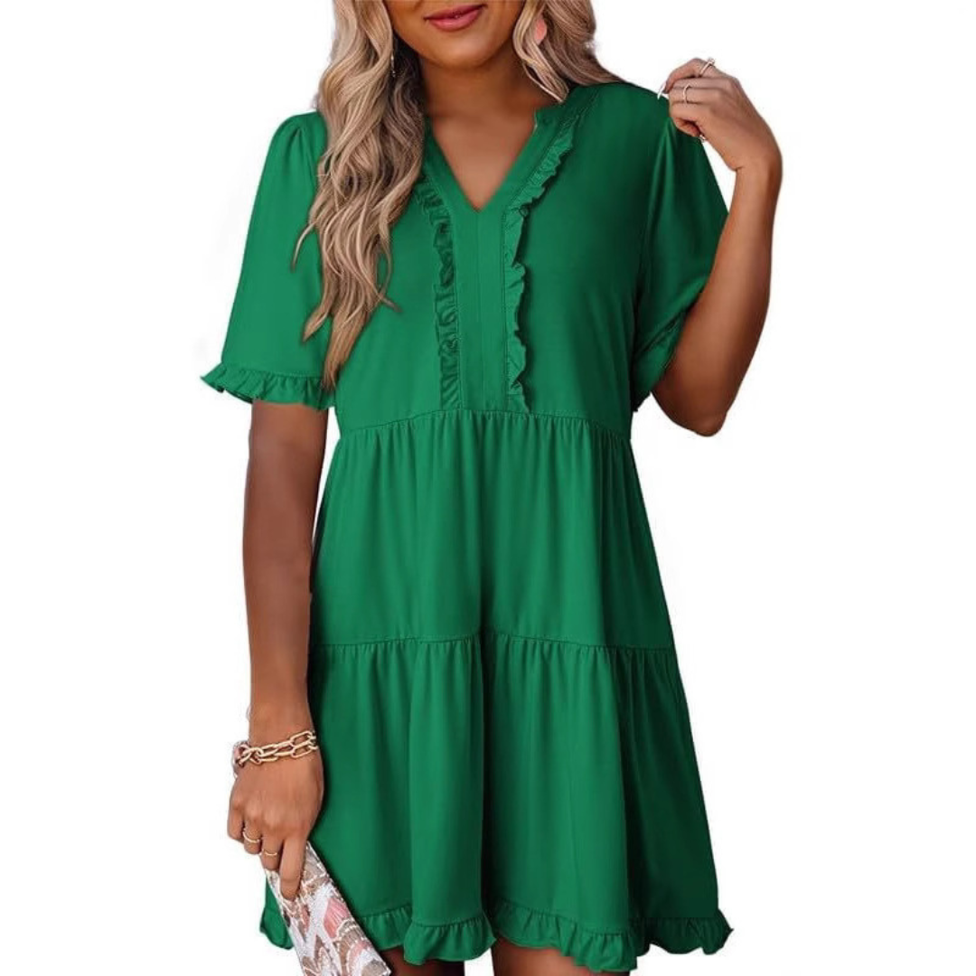Hilda | Casual V-Hals Mini Jurk