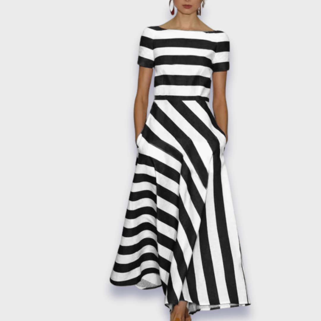 BRENDA | MAXI JURK MET STREPEN HANDGEMAAKT