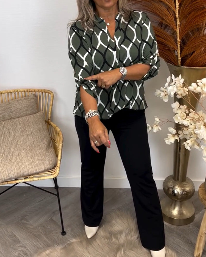 Mariska | Casual Blouse met Lange Mouwen en Elegant Patroon