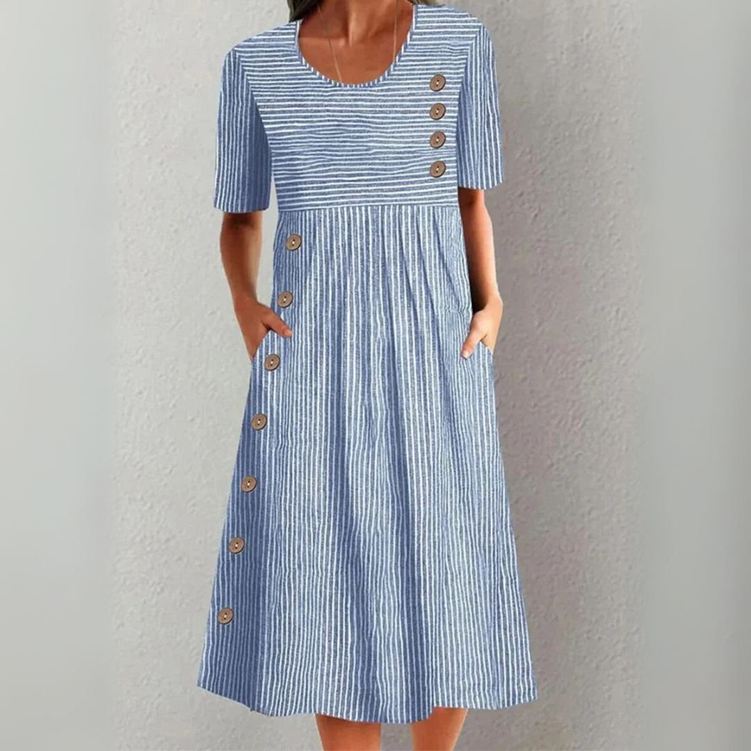 Sophie | Midi Jurk In Streep