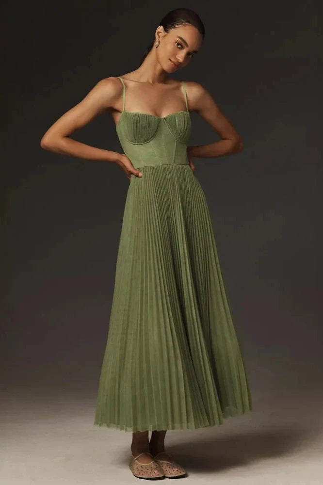 ISABELLA | ELEGANTE PLISSE MIDI JURK