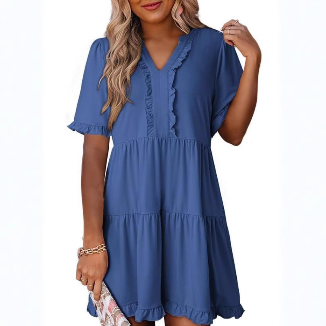 Hilda | Casual V-Hals Mini Jurk