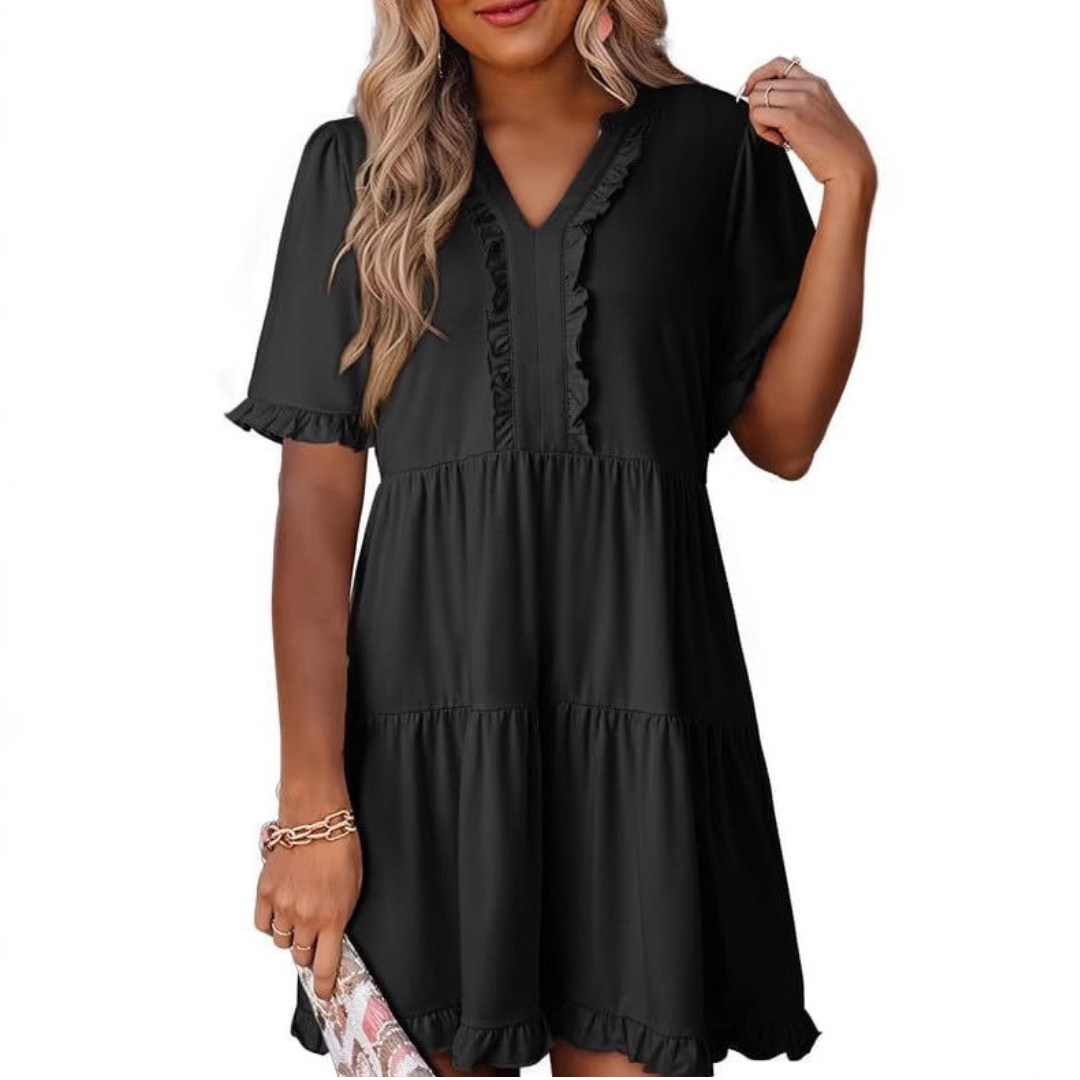 Hilda | Casual V-Hals Mini Jurk